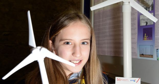 Megan Addie Douglas , Oaklands Community College , Offaly, with her project “Do Wind Turbines Affect People, Animals, or the Environment” , at the BT Young ... - image