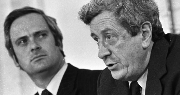 John Bruton and Garret FitzGerald of Fine Gael in 1982. Bruton&#39;s imposition of 18% VAT on clothing and footwear, including children&#39;s, led to a withdrawal ... - image