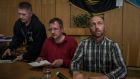 Vyachislav Ponomaryov (left), the self-appointed mayor of Slovyansk, and Col Axel Schneider of Germany (right), the leader of a group of European military observers held by Ponomaryov’s group, during a news conference at city hall in Slovyansk, Ukraine, yesterday. Photograph: Sergey Ponomarev/The New York Times