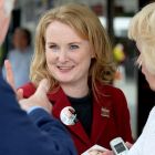 Mary Fitzpatrick: Fianna Fáil candidate canvassing in Stillorgan, yesterday. Photograph: Cyril Byrne 