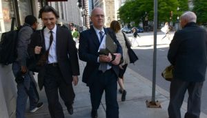 David Drumm leaves the John W. McCormack Courthouse in Boston with his lawyer. Photograph: Melissa Ostrow/The Irish Times