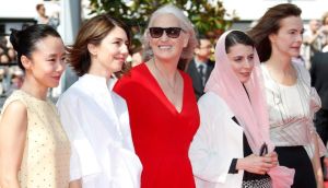 Jury members – Korean actress Jeon Do-yeon, US director Sofia Coppola, New Zealand director Jane Campion, Iranian actress Leila Hatami and French actress Carole Bouquet – arrive for the screening of Futatsume No Mado during the Cannes Film Festival in France. Photograph: Guillaume Horcajuelo/EPA