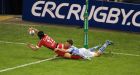 Toulon’s Matt Giteau scores a try despite the tackle of Saracens’ Richard Wigglesworth during the Heineken Cup Final at the  Millennium Stadium in  Cardiff. Photograph: Billy Stickland/Inpho