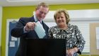 Taoiseach Enda Kenny and his wife Fionnuala voting in the Local and European election’s yesterday in  his hometown of Castlebar, Co Mayo. Photograph: Keith Heneghan/The Irish Times.