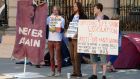  Pro- choice protesters outside the Dail during the  debate on  the abortion / Protection of Life Bill. Photograph: Alan Betson / THE IRISH TIMES 