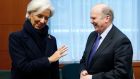 International Monetary Fund managing director Christine Lagarde and Minister for Finance  Michael Noonan. Ireland would need the full agreement of EU member states to separate the IMF and European portions of the bailout package. Photograph: Francois Lenoir/Reuters