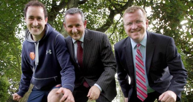 From left: Martin Kennedy, CEO, National Athlete Development Academy, Oisín Geoghegan, head of Fingal Local Enterprise Office and Paul Reid, chief executive Fingal County Council. photograph: mark stedman, photocall ireland