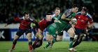 Connacht’s Robbie Henshaw gets past JJ Hanrahan, Ian Keatley and Tommy O’Donnell of Munster during the Guinness Pro 12 clash at the Sportsground.    Photograph: James Crombie/Inpho