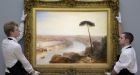 Porters at Sotheby’s of London with Turner’s ‘Rome from Mount Aventine’. It sold for €38.6 million