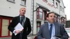 Pádraig MacLochlainn TD, chairman (front), and Derek Nolan TD, vice chairman, Oireachtas Joint Committee on Public Service Oversight and Petitions, visiting  the Great Western House direct provision centre in Galway. Photograph: Joe O’Shaughnessy