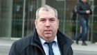   Garda James Codd leaving Dublin Central Criminal Court after he gave evidence in the trial of Graham Dwyer. Photograph: Collins Courts