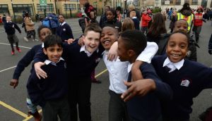 Children at St John the Evangelist National School in Adamstown, Co Dublin. Photograph: Dara Mac Dónaill/The Irish Times