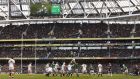 Paul O’Connell takes a lineout during Ireland’s win over England. The match clock appeared to stop accidentally after Ireland’s try. Photograph: Paul Ellis/AFP/Getty Images