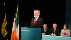 Sinn Féin president Gerry Adams addresses the party’s ardfheis at the Millenium Forum in Derry. Photograph: Dara Mac Donaill