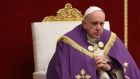 Pope Francis leads a penitential ceremony at St Peter’s basilica in Vatican. Photograph: AFP