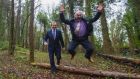 Surprisingly good encounters: Enda Kenny in Newcastle Woods with Martin Dalby CEO of Center Parcs which plans a new centre in Co Longford. Photograph: Brenda Fitzsimons / The Irish Times 