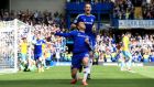 Chelsea’s Eden Hazard celebrates after missing his penalty but scoring with the rebound header during the  Premier League match against Crystal Palace at Stamford Bridge. Photo: Nick Potts/PA Wire