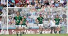 Meath’s David Dalton, Donal Keogan and Conor McGill dejected after the westmeath defeat. They play Tyrone next. Photograph: James Crombie/Inpho