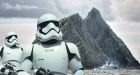 LÉ Samuel Beckett patrols Skellig Michael during filming last year for the new Star Wars film (overlay). Photograph: Charles McQuillan/Getty