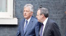 Northern Ireland  First Minister Peter Robinson (left) and DUP North Belfast MP Nigel Dodds arrive at Downing Street, London, for a meeting with British PM David Cameron. Photograph: PA