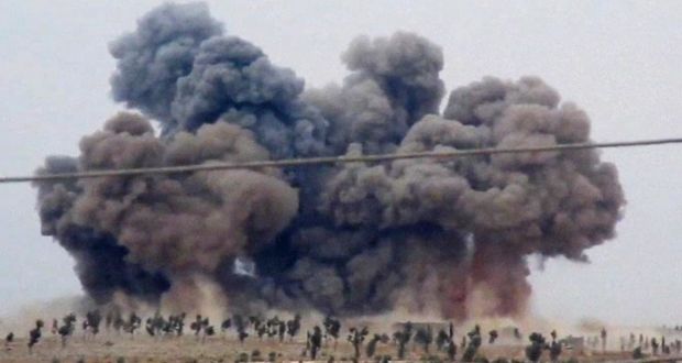 Uphill battle: the aftermath of air strikes in Kafr Nabel, a town in Idlib province. Photograph: Hadi al-Abdallah via AP