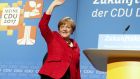 German chancellor Angela Merkel has been widely named as a favourite to win the 2015 Nobel Peace Prize. Photograph: Wolfgang Rattay/Reuters