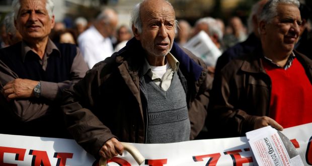 Greek pensioners take part in a demonstration against planned pension cuts in Athens. Photograph: Alkis Konstantinidis/Reuters