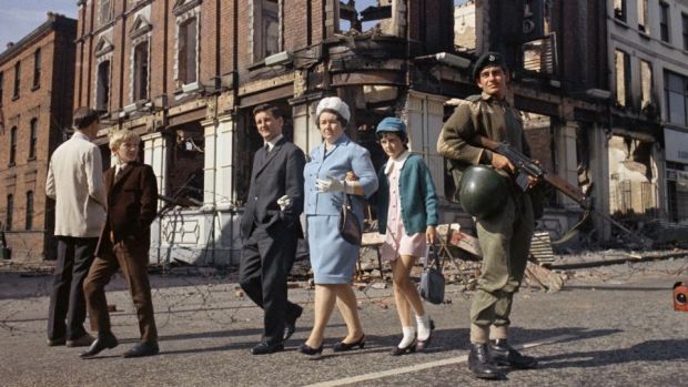   Northern Ireland Troubles: British soldiers on patrol in 1969. Photo: Peter Kemp / AP Photo 