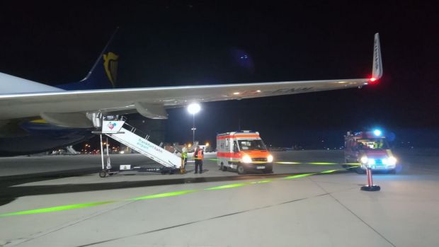   Conor Brennan suffered a substantial accumulation of fluid behind his ears after the emergency landing of this aircraft at Frankfurt Airport. Photo: Conor Brennan 