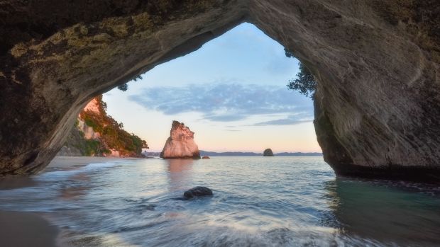   The True Cathedral Cove in New Zealand 