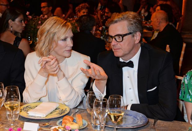   Green Carpet: Cate Blanchett, wearing Stella McCartney, and Colin Firth at the after party. Photo: Dave Benett / Getty 