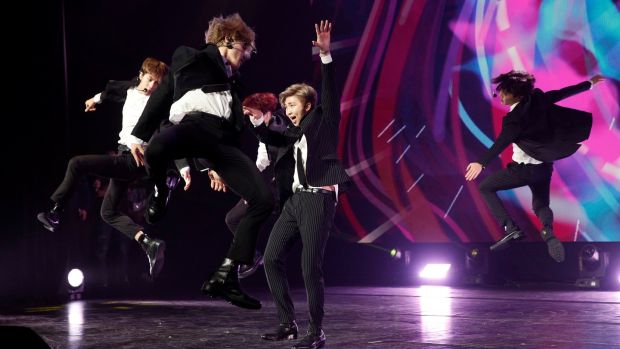 “BTS came to the scene when a new kind of idol format started to be popularized, which was ‘Idol hip-hop’.” Photograph: Yoan Valat/Reuters