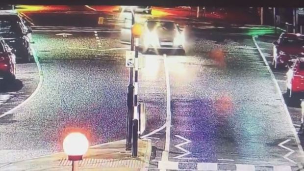 CCTV of the incident in Castleblayney, where a vehicle collided with a parked car, causing the death of Stephen Brown. Image: Newsfile