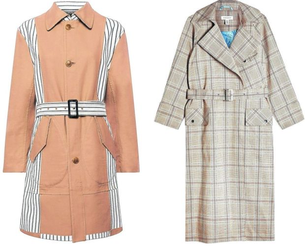 French Connection trench, €230; Topshop check trench, €110