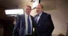 Joe Carey TD with Pat Breen TD at the Co Clare General Election count in the Falls Hotel, Ennistymon.. Photograph by Eamon Ward