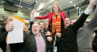 Jan O’ Sullivan celebrates after taking one of the remaining two seats in Limerick City. Photograph:  Brian Gavin Press 22