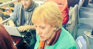 Minister for Arts Heather Humphreys at the Cavan-Monaghan count centre. She was the first TD elected in the constituency. Photograph: Aine McMahon. 