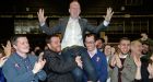 Noel Rock after his election  in Dublin North West at the count centre in the RDS. Photograph: Eric Luke / The Irish Times