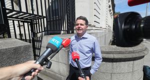 Minister for Finance Pascal Donohoe at Government Buildings on Sunday. Photograph: Niall Carson/PA Wire