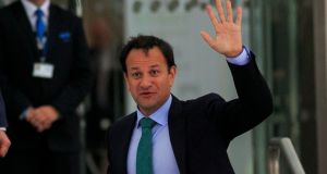 Outgoing taoiseach Leo Varadkar  at the Convention Centre on Saturday. Photograph: Gareth Chaney/Collins