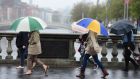 Met Éireann has issued two rainfall warnings today as the overnight flooding has caused major disruption to southbound Dart services in Dublin. File photograph: Bryan O’Brien / The Irish Times