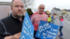 Glen Jeffries and George Nolan in Cobh, Co Cork, yesterday, before travelling to Dublin for the water protest. Photograph: Michael Mac Sweeney/Provision