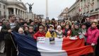 A solidarity rally in Dublin on January 11th, 2015, in memory of the victims of terror attacks in Paris, France during the  week. Photograph: Dara Mac Dónaill/The Irish Times