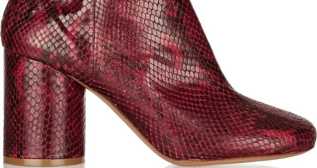 burgundy snake print boots