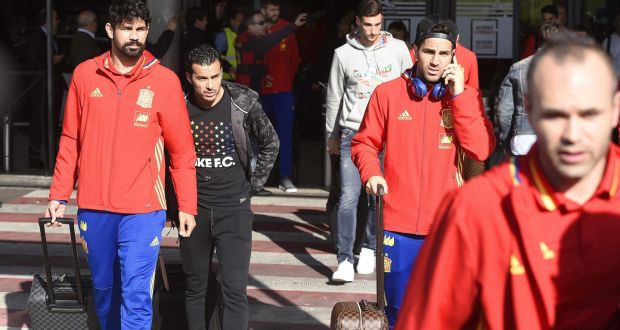 The Spanish team returned from Brussels after their international friendly soccer match against Belgium was cancelled due to the terrorist attack alert level. Photograph: EPA