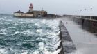 High winds in Dun Laoghaire on Tuesday afternoon. 15,000 homes and businesses remain without power on Wednesday morning after Storm Barney lashed the country on Tuesday night. Photograph: Stephen Collins/Collins