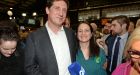  Green Party leader Eamon Ryan and deputy leader Catherine Martin celebrate their election at the count centre in the RDS. Photograph: Eric Luke