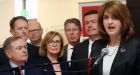 Joan Burton announces her departure as Labour leader. Photograph: Sam Boal/RollingNews.ie