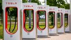 Tesla charging stations. Photograph: EPA/JENS BUETTNER