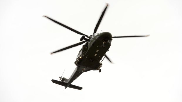 Scene of the search for missing Coast Guard helicopter crew at Blacksod, Co Mayo: Despite losing the tail rotor, the helicopter continued to fly for another few seconds until it came down in the sea on the other side of the island. Photograph: Dara Mac Dónaill